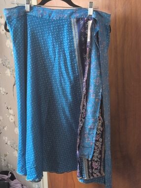 Blue Printed Wrap Skirt - Women